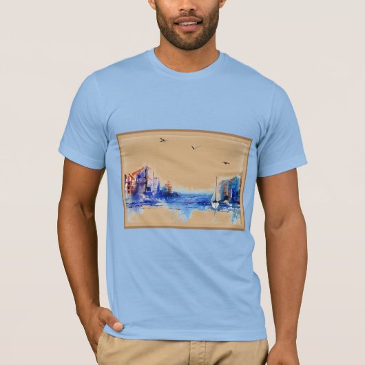 Boote Watercolor Sailboote T-Shirt (Vorderseite)