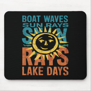 Boote Wellen Sonnenstrahlen Seetage Lustig Retro V Mousepad
