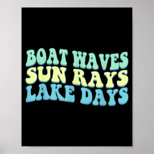 Boote Wellen Sonnenstrahlen Seetage Lustige Retro Poster
