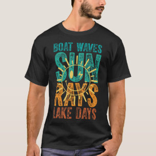 Boote Wellen Sonnenstrahlen Seetage Süß Retro 70er T-Shirt