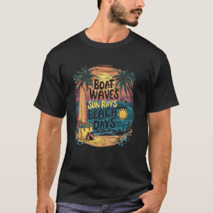 Boote Wellen Sonnenstrahlen Strand Tage Urlaub Kin T-Shirt
