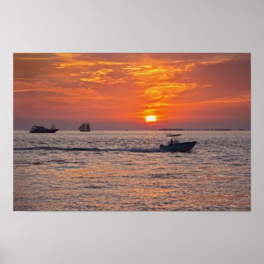 Boote, West Sunset, Florida Poster (Vorne)
