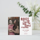 Booten Sie Essen & Bad Dance Moves Funny Date Foto Ankündigungspostkarte (Stehend Vorderseite)