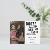 Booten Sie Essen & Bad Dance Moves Funny Date Foto Ankündigungspostkarte (Stehend Vorderseite)