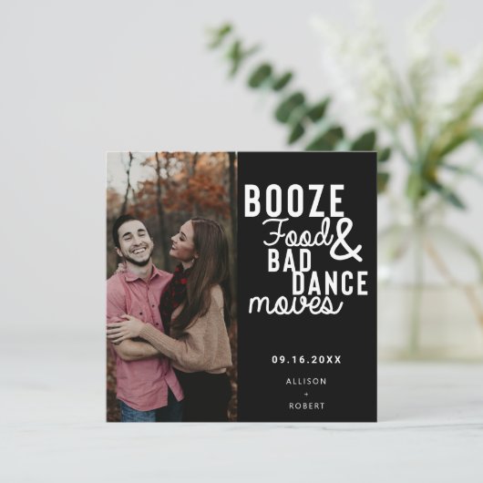 Booten Sie Essen & Bad Dance Moves Funny Date Foto Save The Date (Stehend Vorderseite)