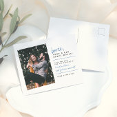 Booten Sie Lebensmittel und schlechten Tanz | Blau Postkarte