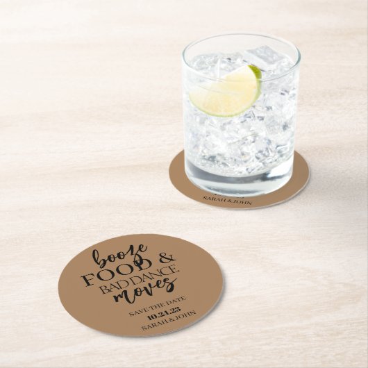 Booten Sie Lebensmittel und schlechten Tanz Save t Runder Pappuntersetzer (Vor Ort)