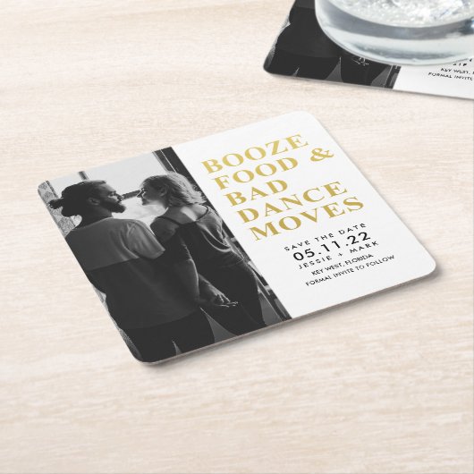 Booten Sie schlechte Tanzbewegungen Save the Date Rechteckiger Pappuntersetzer (angewinkelt)