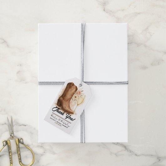 Booten und Bubbly Country Western Boot-Brautparty Geschenkanhänger (Mit Garn)