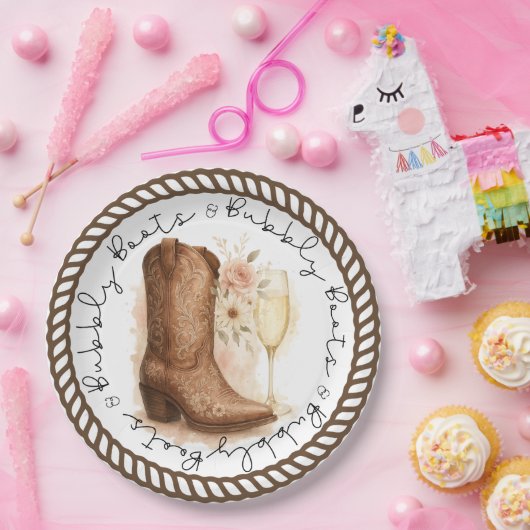 Booten und Bubbly Country Western Boot-Brautparty Pappteller (Party)