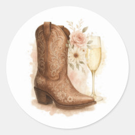 Booten und Bubbly Country Western Boot-Brautparty Runder Aufkleber