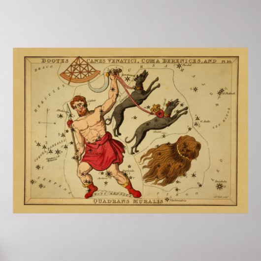 Boötes - Vintage Sternenkartenbilder Poster (Vorne)