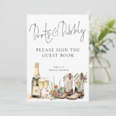 Bootet Bubbly Guest Book Brautparty Sign Card Einladung (Stehend Vorderseite)