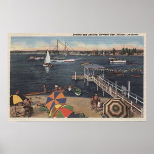 Bootfahren und Schwimmen in der Bucht von Newport Poster