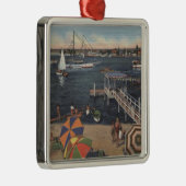 Bootfahrt und Schwimmen auf Newport-Bucht Silbernes Ornament (Rechts)