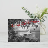 Bootfahrt-Weihnachtsmann-Weihnachtskarte Feiertagskarte (Stehend Vorderseite)