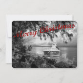 Bootfahrt-Weihnachtsmann-Weihnachtskarte Feiertagskarte (Vorderseite)