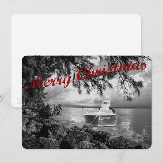 Bootfahrt-Weihnachtsmann-Weihnachtskarte Feiertagskarte (Vorne/Hinten)
