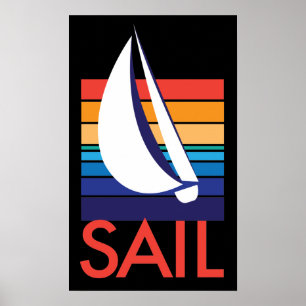 Bootfarbe Square_SAIL auf schwarzem Plakatdruck Poster