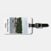 Boothbay Hafen-Boots-Gepäckanhänger mit Lederband Gepäckanhänger (Vorderseite horizontal)