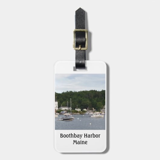 Boothbay Hafen-Boots-Gepäckanhänger mit Lederband Gepäckanhänger (Vorderseite vertikal)
