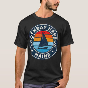 Boothbay Hafen Maine ME Vintag Sailboat Retro 70 T-Shirt