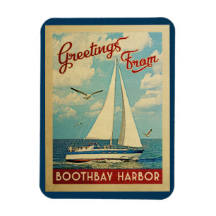 Boothbay Hafen Sailboat Vintage Travel Maine Magnet
