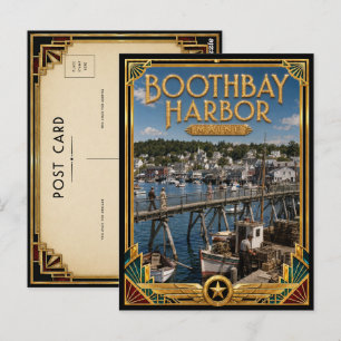 Boothbay Harbor Maine Vintage Art Deco Golden Age Postkarte