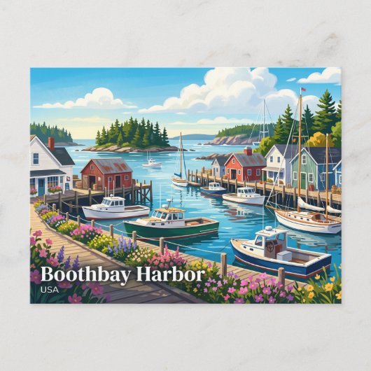 Boothbay Harbor USA Postkarte (Vorderseite)