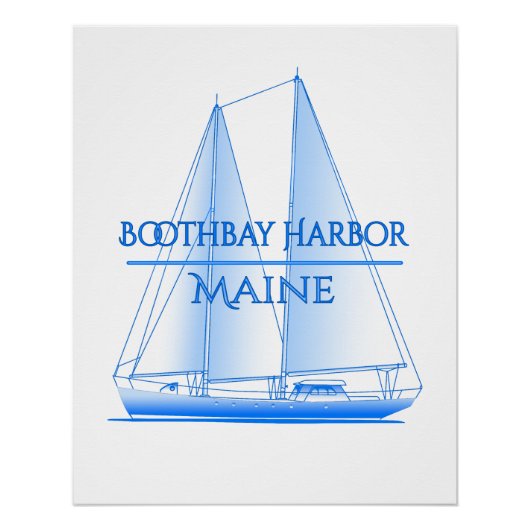 Boothbay Harbour Coastal Nautical Segelschiff Poster (Vorderseite)