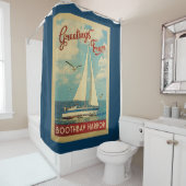 Boothbay Harbour Sailboat Vintage Travel Maine Duschvorhang (Beispiel)