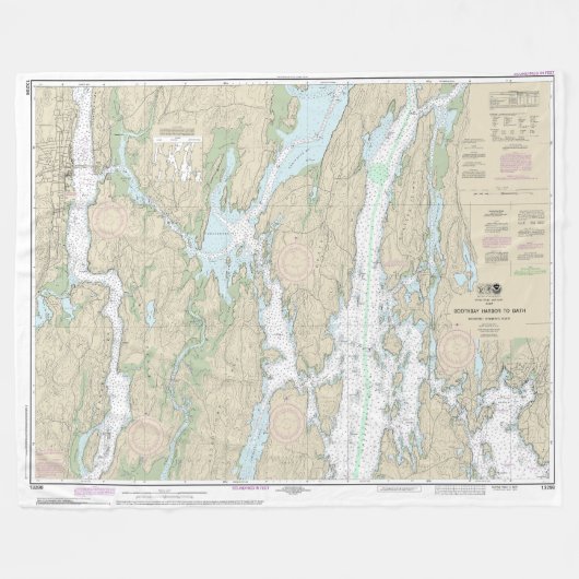 Boothbay Harbour to Bath Nautical Chart 13296 Fleecedecke (Vorderseite (Horizontal))