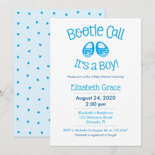 Bootie Call Blue Baby Boy Dusche Einladung