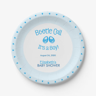 Bootie Call Blue Baby Boy Shower Paper Plate Pappteller