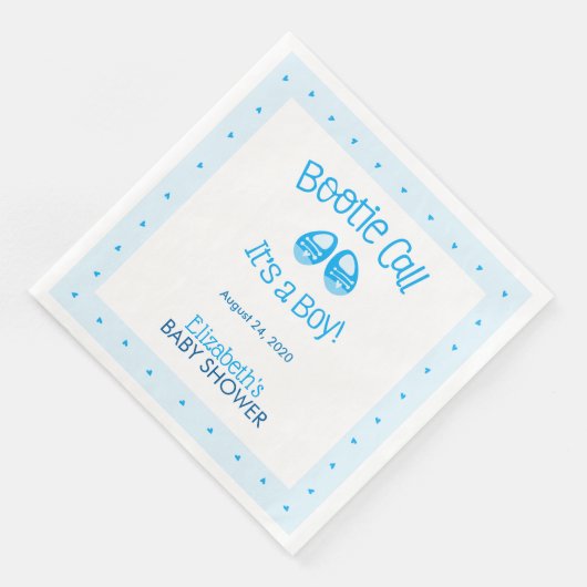 Bootie Call Blue Baby Boy Shower Serviette (Ecke)