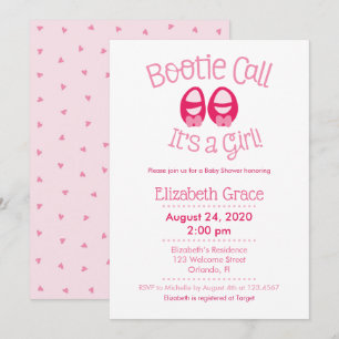 Bootie Call Pink Baby Girl Dusche Einladung