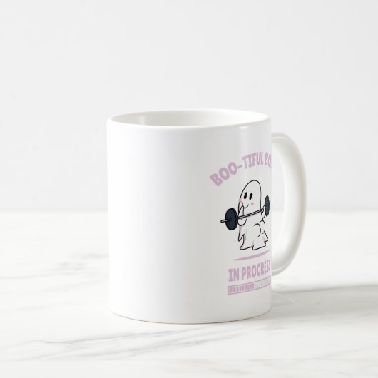 Bootiful Body - Funny Halloween Ghost Gym Lifting Kaffeetasse (VorderseiteRechts)