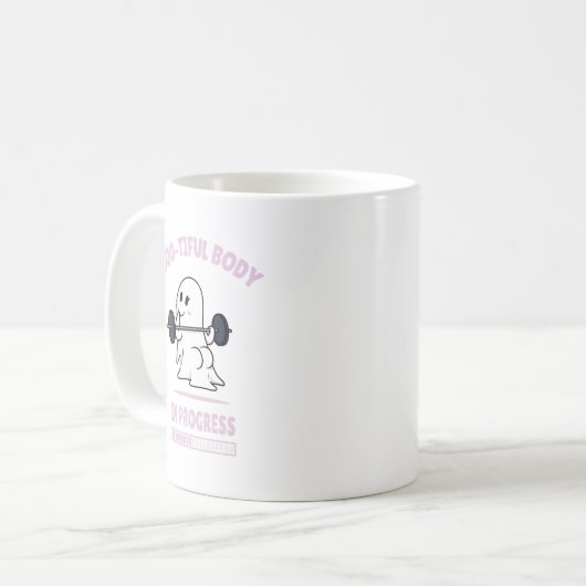 Bootiful Body - Funny Halloween Ghost Gym Lifting Kaffeetasse (Vorderseite Links)
