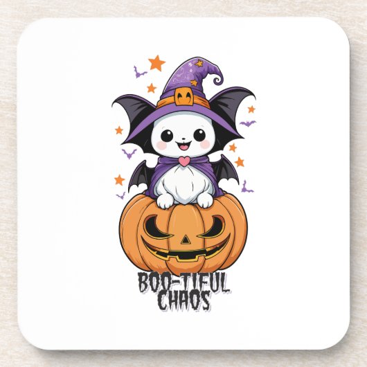 Bootiful Chaos | Fledermäuse, Hasen und Kürbiskins Getränkeuntersetzer (Vorderseite)