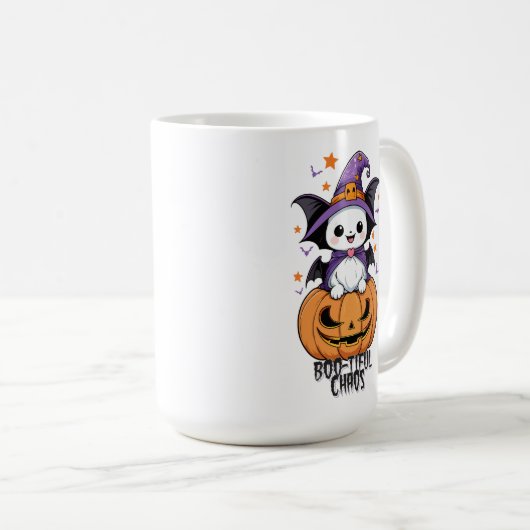 Bootiful Chaos | Fledermäuse, Hasen und Kürbiskins Kaffeetasse (VorderseiteRechts)