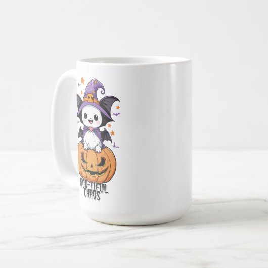 Bootiful Chaos | Fledermäuse, Hasen und Kürbiskins Kaffeetasse (Vorderseite Links)