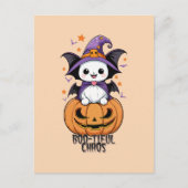 Bootiful Chaos | Fledermäuse, Hasen und Kürbiskins Postkarte (Vorderseite)