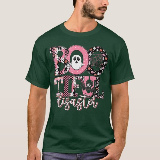 BooTiful Desaster Spooky Halloween Ghost Bat Trick T-Shirt (Vorderseite)