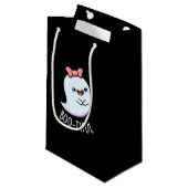 Bootiful Funny Girl Halloween Ghost Pun Dark BG Kleine Geschenktüte (Vorderseite Schrägansicht)