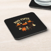 Bootiful Funny Halloween Coquette Bow Pumpkin Getränkeuntersetzer (Linke Seite)