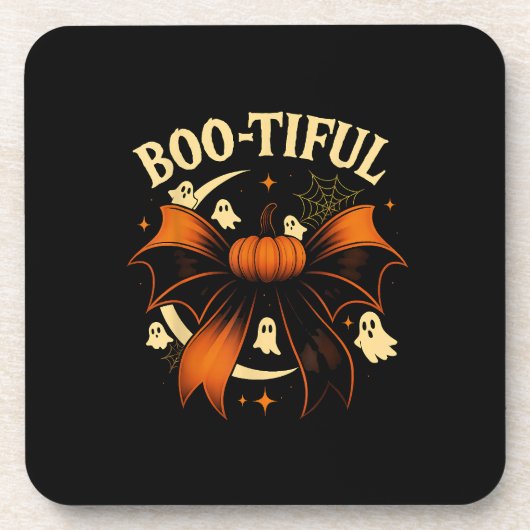 Bootiful Funny Halloween Coquette Bow Pumpkin Getränkeuntersetzer (Vorderseite)