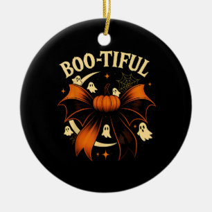 Bootiful Funny Halloween Coquette Bow Pumpkin Keramik Ornament