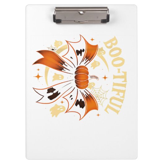 Bootiful Funny Halloween Coquette Bow Pumpkin Klemmbrett (Vorderseite)