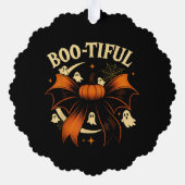 Bootiful Funny Halloween Coquette Bow Pumpkin Ornament Karte (Rückseite)