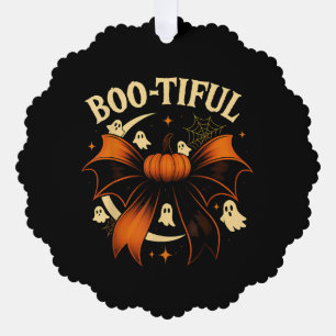 Bootiful Funny Halloween Coquette Bow Pumpkin Ornament Karte